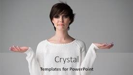  Presentation with body language - Presentation theme enhanced with beautiful-young-woman-with-nothing background and a light gray colored foreground