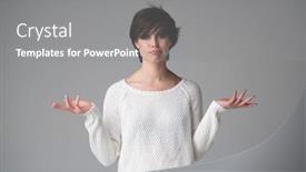  Presentation with body language - Colorful PPT theme enhanced with beautiful-young-woman-with-nothing backdrop and a gray colored foreground