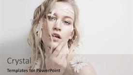  Presentation with cosmetics natural - Beautiful PPT layouts featuring beautiful young woman with petals of chrysanthemum on face and body beauty natural cosmetics concept backdrop and a light gray colored foreground
