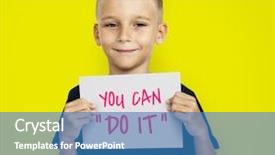  Presentation with studio - Colorful slides enhanced with beautiful young woman with pin backdrop and a teal colored foreground