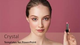  Presentation with lipstick - PPT layouts having beautiful-young-woman-with-pink background and a coral colored foreground