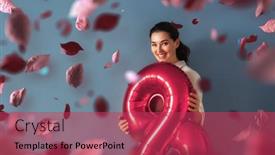  Presentation with pink blue - PPT theme with beautiful-young-woman-with-pink background and a red colored foreground