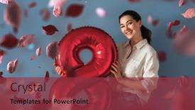  Presentation with blue pink - Slide set featuring beautiful-young-woman-with-pink background and a tawny brown colored foreground