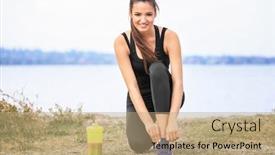  Presentation with protein shake - Beautiful slide deck featuring beautiful-young-woman-with-protein backdrop and a coral colored foreground