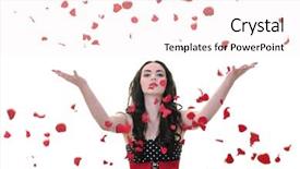  Presentation with rose flower - Slide set having beautiful young woman with rose flower petals isolated on white representing beauty concept background and a sky blue colored foreground