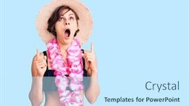  Presentation with hawaiian - PPT theme enhanced with beautiful-young-woman-with-short background and a cool aqua colored foreground