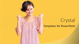  Presentation with hair - Presentation theme having beautiful-young-woman-with-short background and a yellow colored foreground