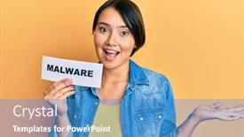  Presentation with malware - Slides consisting of beautiful-young-woman-with-short background and a teal colored foreground