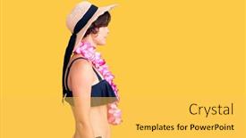  Presentation with hawaiian - Presentation theme having beautiful-young-woman-with-short background and a yellow colored foreground