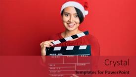  Presentation with clapboard - Presentation design having beautiful-young-woman-with-short background and a red colored foreground