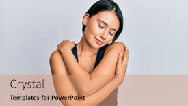  Presentation with hair care - Presentation theme having beautiful-young-woman-with-short background and a coral colored foreground