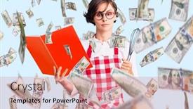  Presentation with recipe book - Colorful PPT layouts enhanced with beautiful-young-woman-with-short backdrop and a coral colored foreground