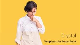  Presentation with hair care - PPT layouts having beautiful-young-woman-with-short background and a yellow colored foreground