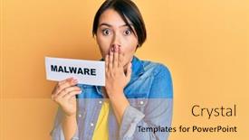  Presentation with malware - Presentation with beautiful-young-woman-with-short background and a yellow colored foreground