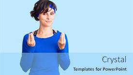  Presentation with business training - Cool new slides with beautiful-young-woman-with-short backdrop and a light blue colored foreground