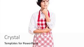  Presentation with apron - Theme featuring beautiful-young-woman-with-short background and a white colored foreground