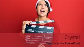  Presentation with clapboard - Audience pleasing theme consisting of beautiful-young-woman-with-short backdrop and a red colored foreground