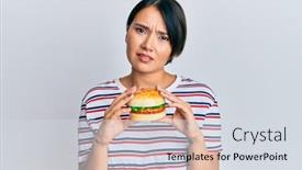  Presentation with hair - PPT layouts featuring beautiful-young-woman-with-short background and a sky blue colored foreground