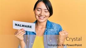  Presentation with malware - Theme enhanced with beautiful-young-woman-with-short background and a yellow colored foreground