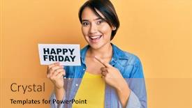  Presentation with friday - Beautiful slides featuring beautiful-young-woman-with-short backdrop and a yellow colored foreground