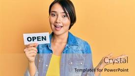  Presentation with hair - Slide deck having beautiful-young-woman-with-short background and a yellow colored foreground