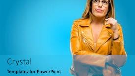  Presentation with overworked - Audience pleasing presentation design consisting of beautiful-young-woman-with-sleepy backdrop and a cyan colored foreground