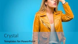  Presentation with overworked - Presentation having weary - beautiful young woman with sleepy background and a teal colored foreground