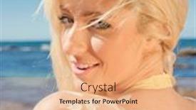  Presentation with sunscreen - Presentation theme with beautiful young woman with sun shape in sunscreen background and a coral colored foreground