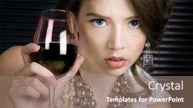  Presentation with wine - Slide deck featuring beautiful-young-woman-with-wine background and a coral colored foreground