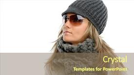 Presentation with clothes - Colorful PPT theme enhanced with beautiful young woman with winter backdrop and a  colored foreground