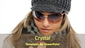  Presentation with clothing wooden clothes hanger object - Beautiful presentation featuring beautiful young woman with winter backdrop and a  colored foreground