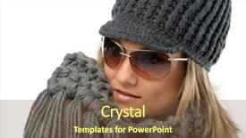  Presentation with clothing wooden clothes hanger object - PPT layouts consisting of beautiful young woman with winter background and a  colored foreground