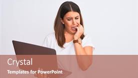  Presentation with anxiety and stress - Cool new theme with beautiful-young-woman-working-using backdrop and a coral colored foreground