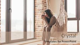  Presentation with tea coffee - Audience pleasing theme consisting of beautiful-young-woman backdrop and a coral colored foreground