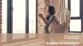  Presentation with tea coffee - Cool new slides with beautiful-young-woman backdrop and a coral colored foreground