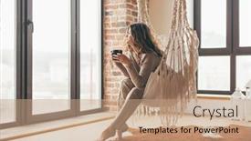  Presentation with tea coffee - Amazing PPT layouts having beautiful-young-woman backdrop and a coral colored foreground