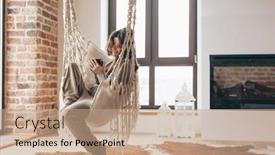  Presentation with cabin - PPT layouts enhanced with beautiful-young-woman background and a coral colored foreground