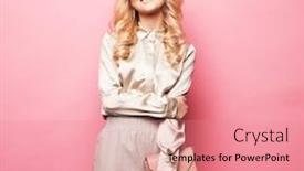  Presentation with fashion handbag - Slides featuring beautiful-young-woman background and a coral colored foreground