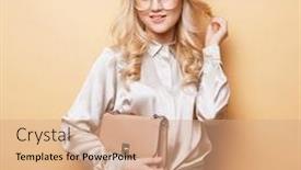  Presentation with fashion handbag - Cool new presentation theme with beautiful-young-woman backdrop and a coral colored foreground