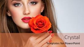  Presentation with beautiful young girl red - Beautiful slides featuring beautiful-young-woman backdrop and a coral colored foreground