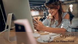  Presentation with front office - PPT theme enhanced with beautiful-young-woman background and a coral colored foreground