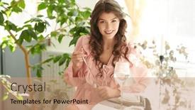  Presentation with young healthy people - Presentation theme consisting of beautiful-young-woman background and a coral colored foreground