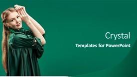  Presentation with beautiful green - Theme with beautiful-young-woman and a dark gray colored foreground