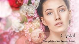  Presentation with glamour - Audience pleasing theme consisting of beautiful young woman backdrop and a coral colored foreground