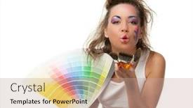  Presentation with interior designer - Beautiful PPT theme featuring beautiful young woman with a color guide and paintbrushes on a white background designer of interior backdrop and a coral colored foreground