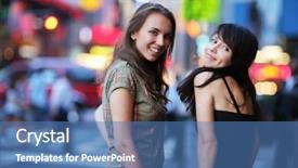  Presentation with new york city - PPT theme consisting of beautiful young women at times background and a ocean colored foreground