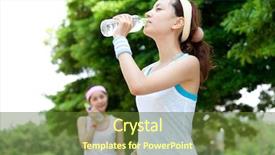  Presentation with workout - Cool new PPT theme with beautiful young women drinking water at workout portrait of asian backdrop and a tawny brown colored foreground
