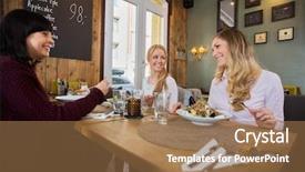 Presentation with food - Slide set featuring beautiful young women having food background and a coral colored foreground