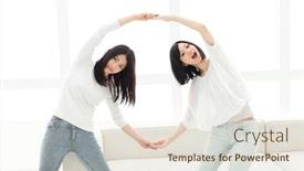  Presentation with women - Slide deck consisting of beautiful-young-women-portrait background and a sky blue colored foreground