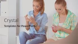  Presentation with women - Beautiful PPT layouts featuring beautiful-young-women-using backdrop and a light gray colored foreground